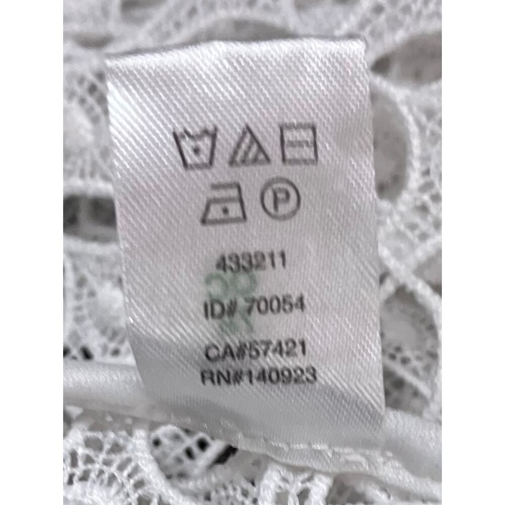 Loft Women's White Crochet Open Knit Elbow Feminine Elegance Overlay Top SZ XS - Picture 9 of 11